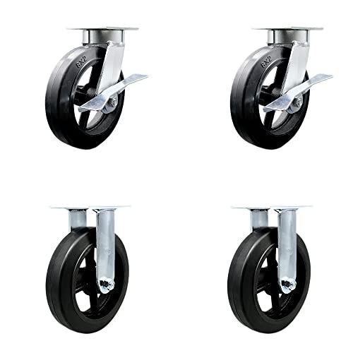 2 Swivel w/2 Side Lock Brakes - 2 Rigid