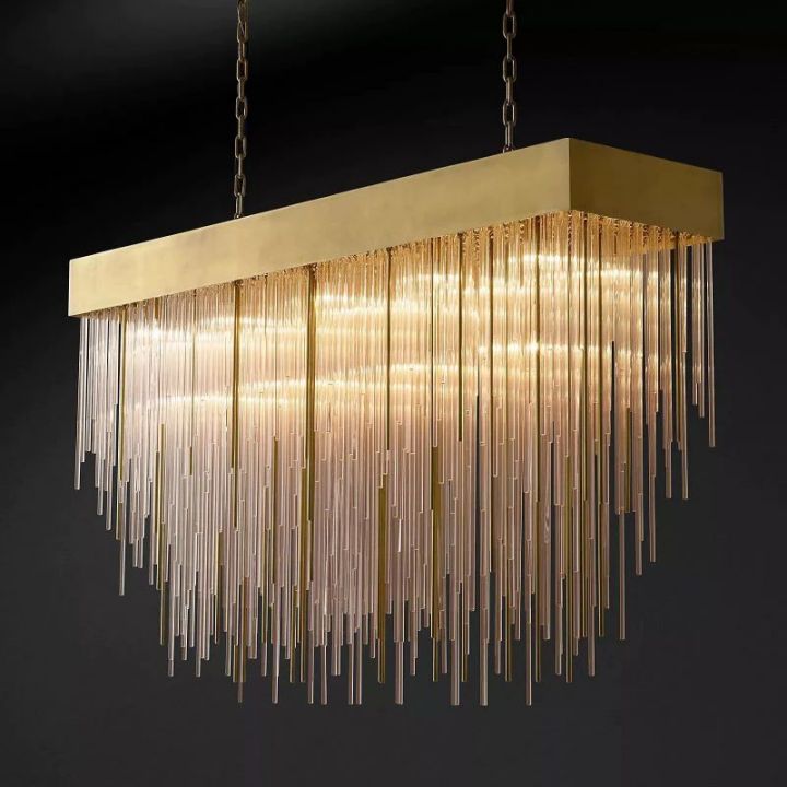 Cassie 54-Inch Rectangular Chandelier - Modern Crystal Ceiling Light Fixture for Dining Room, Living Room & Bedroom Lighting