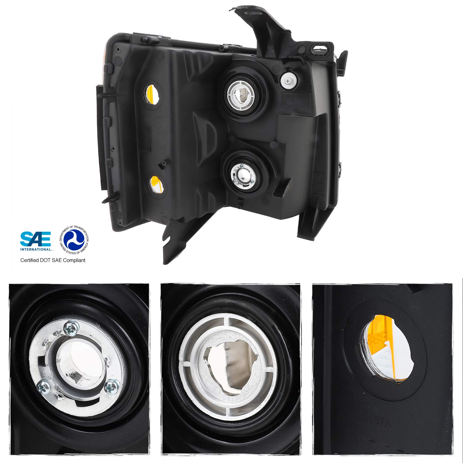 AKKON Replacement Chrome Bezel Headlights for Chevy Silverado - Driver & Passenger Side Headlamps Pair (Perfect for Night Driving & Off-Road Adventures)