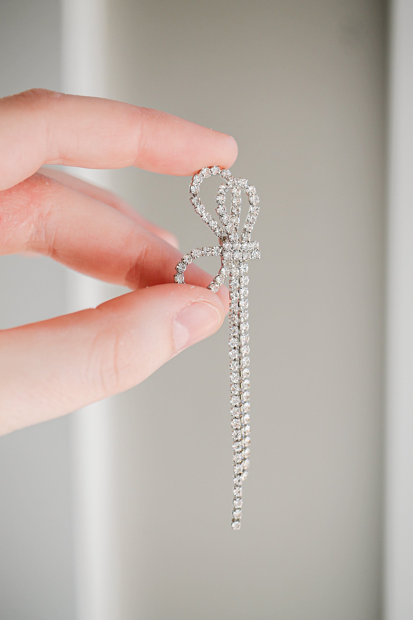 Ava Dangle Earrings in Silver Rhinestones - Elegant Party Jewelry for Women, Perfect for Weddings, Date Nights and Special Occasions