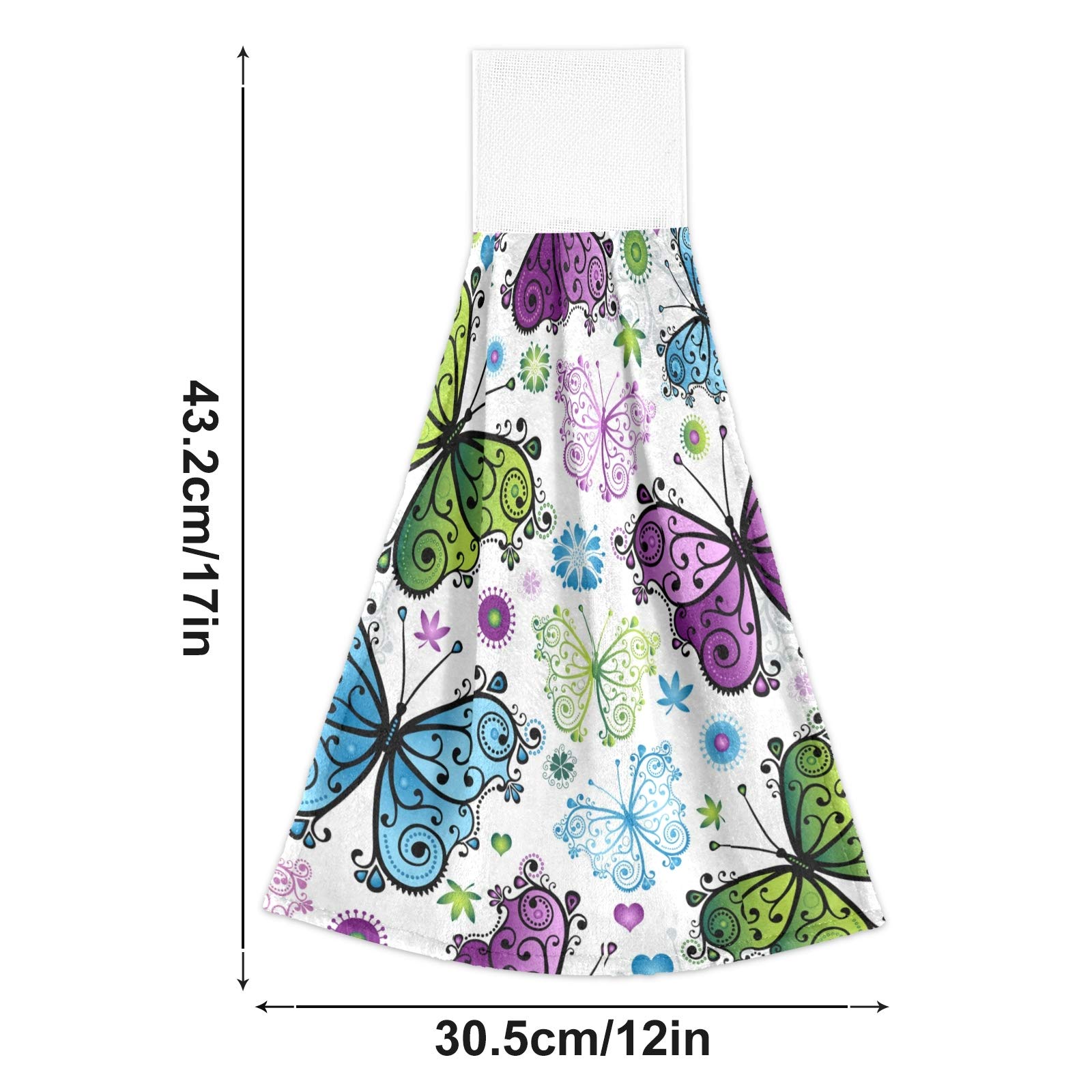 ALAZA 2-Pack Floral Butterfly Kitchen Towels - Super Absorbent Hanging & Hand Towels for Cooking, Baking, and Dish Drying