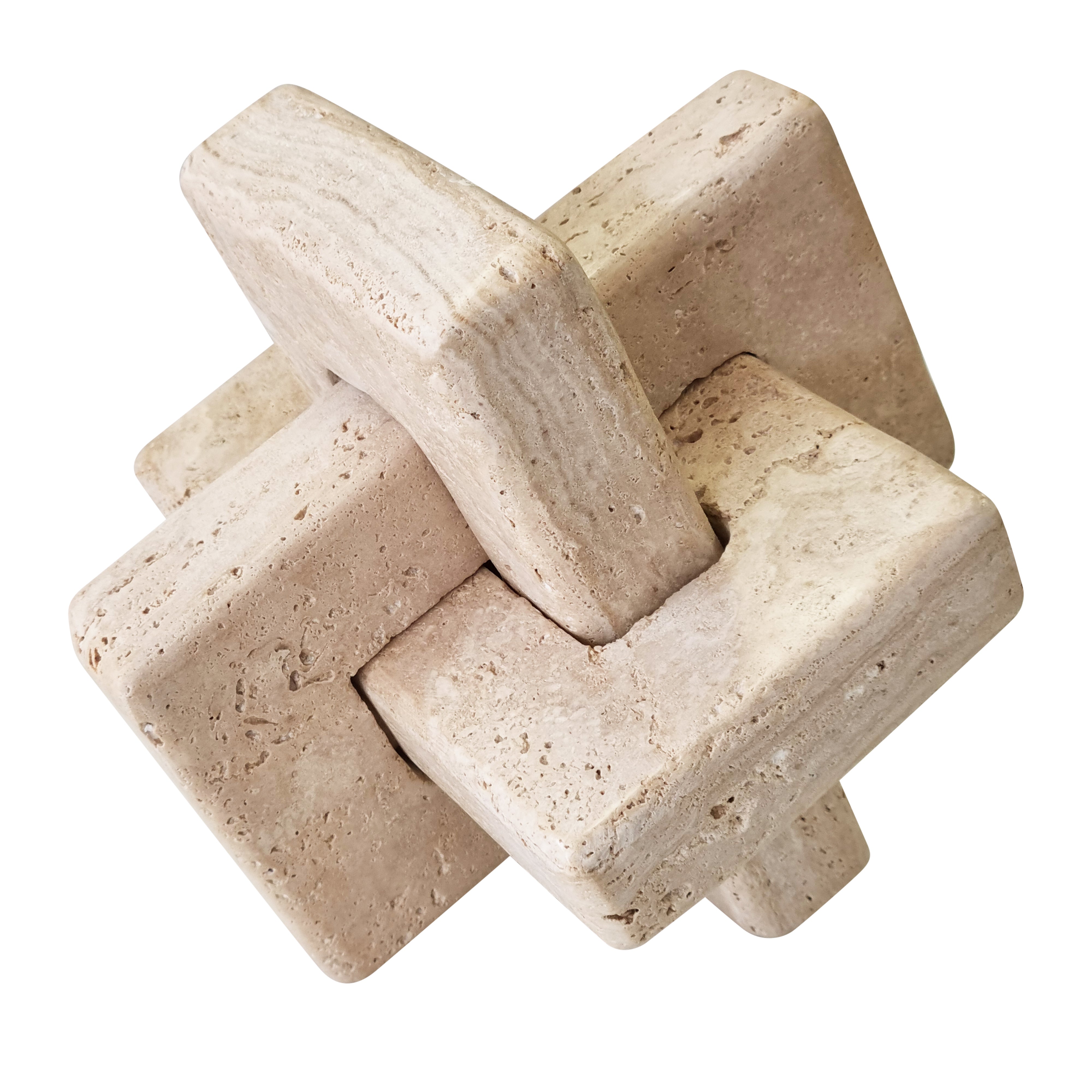 Maria Decorative Object - 20x20x20cm Handcrafted Travertine Marble Sculpture for Home & Office Decor | Elegant Centerpiece for Living Room, Dining Table, or Bookshelf