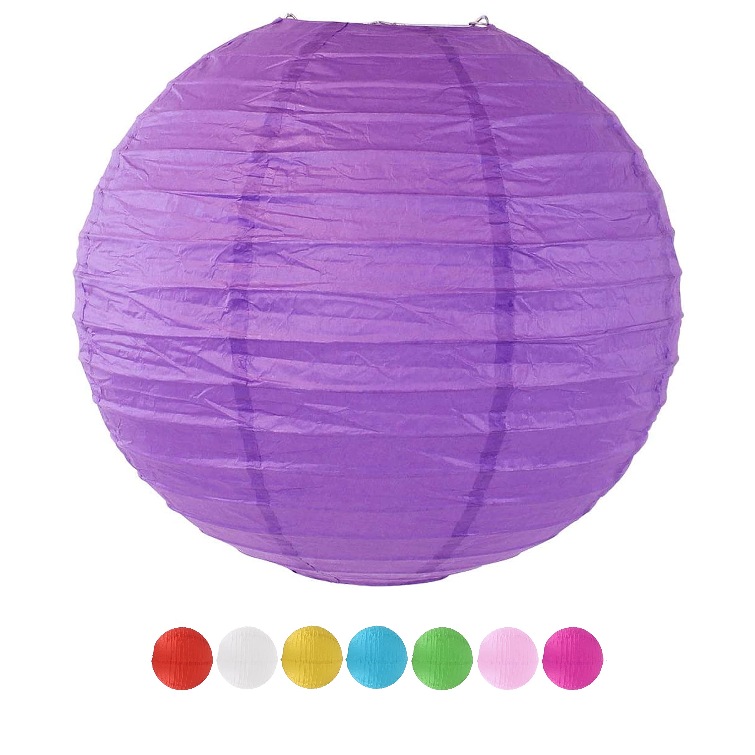8 Pack Multi-Color Paper Lanterns for Party Decorations - Wedding, Birthday, Anniversary Celebration Hanging Decor (Indoor/Outdoor Use)