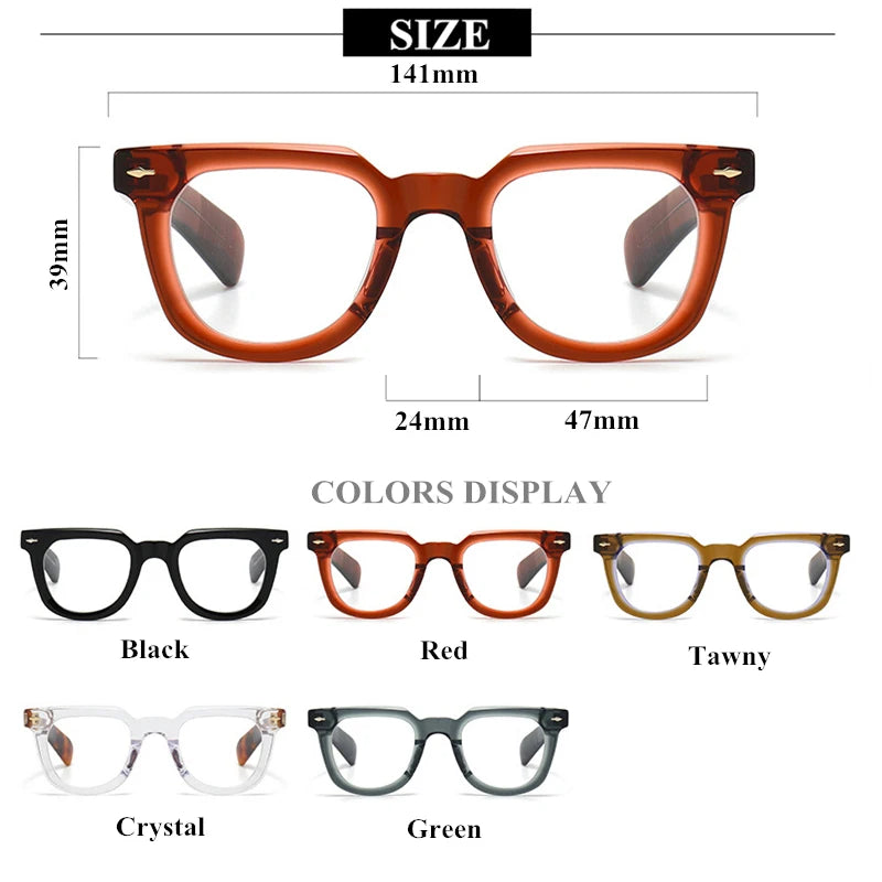 Stylish Black Unisex Square Acetate Eyeglasses Frame 2447 - Perfect for Work, Reading & Fashion Accessories