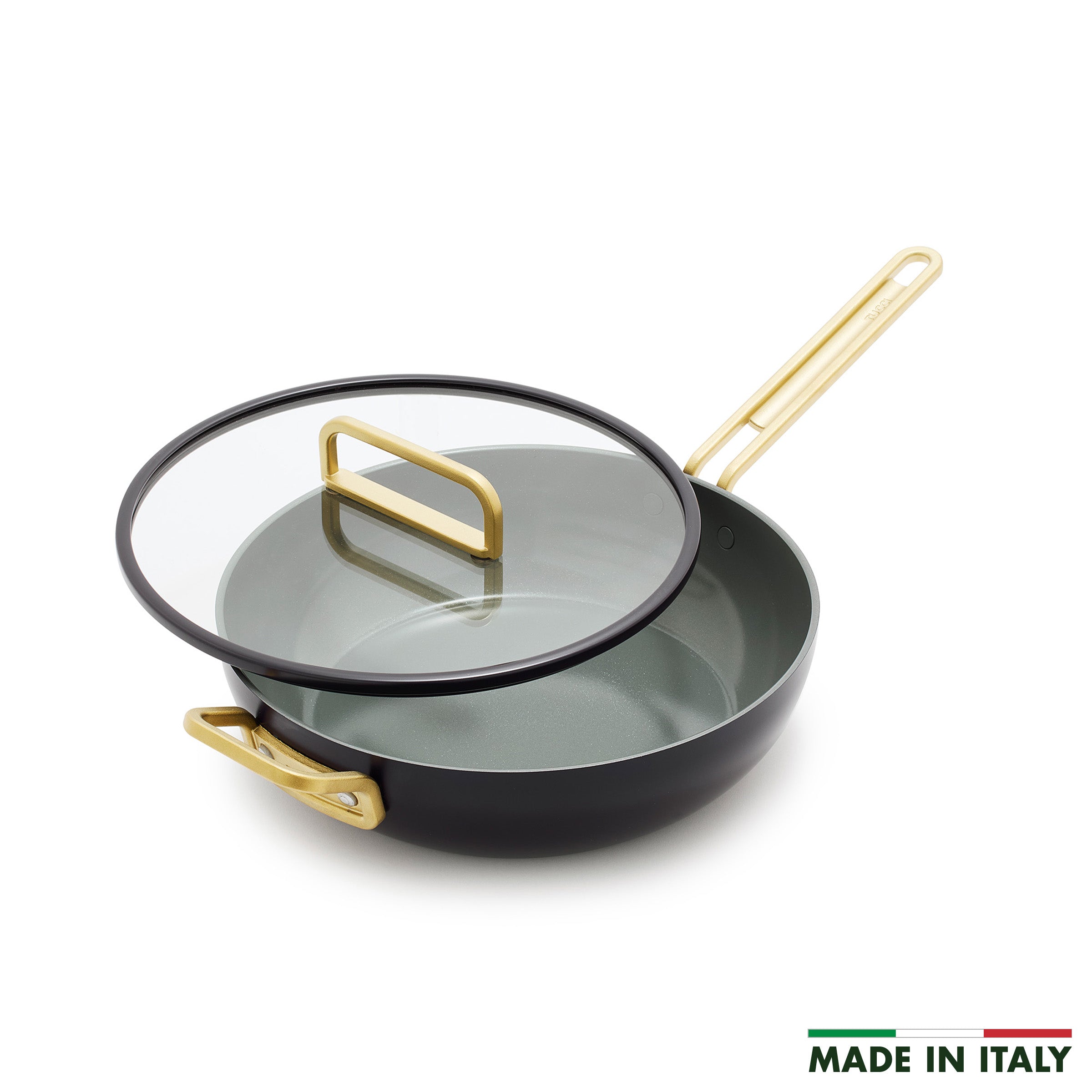 Stanley Tucci™ Ceramic Nonstick 4.5 Quart Stanley Pan Jr. | Calabrian Fig Design | PFOA-Free Cookware for Healthy Cooking | Perfect for Sauteing, Frying & Serving Pasta | Induction Compatible