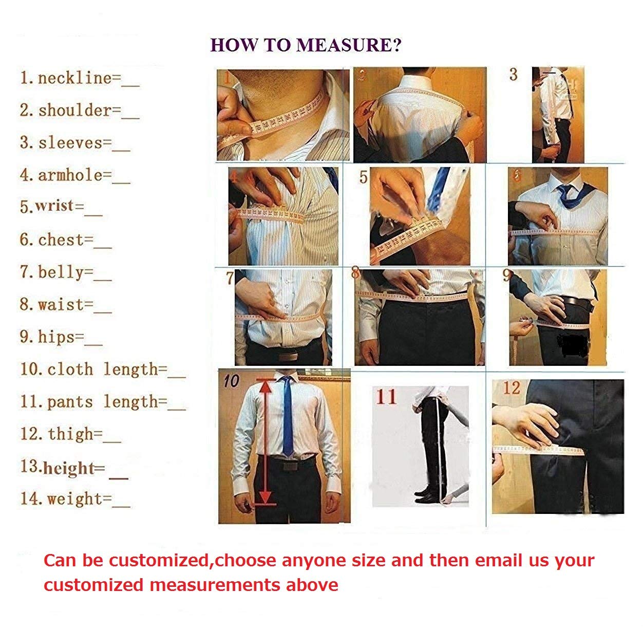 Kromoc Men's 3 Piece Slim Fit Wedding Tuxedo Suit - Formal Suit Jacket, Waistcoat & Trousers for Groom, Prom, Business & Special Occasions