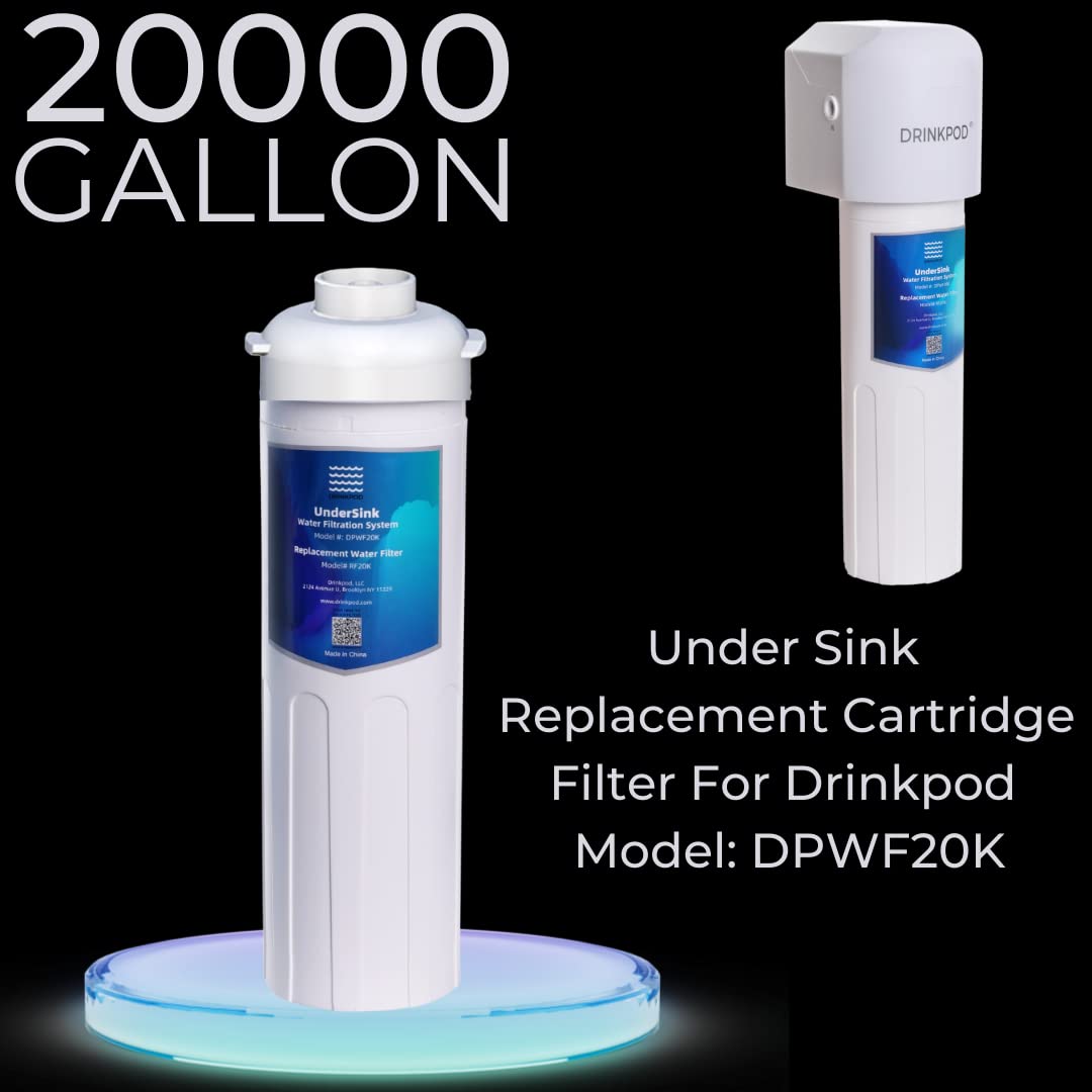 20,000 Gallon Replacement Water Filterpod Cartridge for Drinkpod Under Sink Water System - Clean Drinking Water for Home & Office