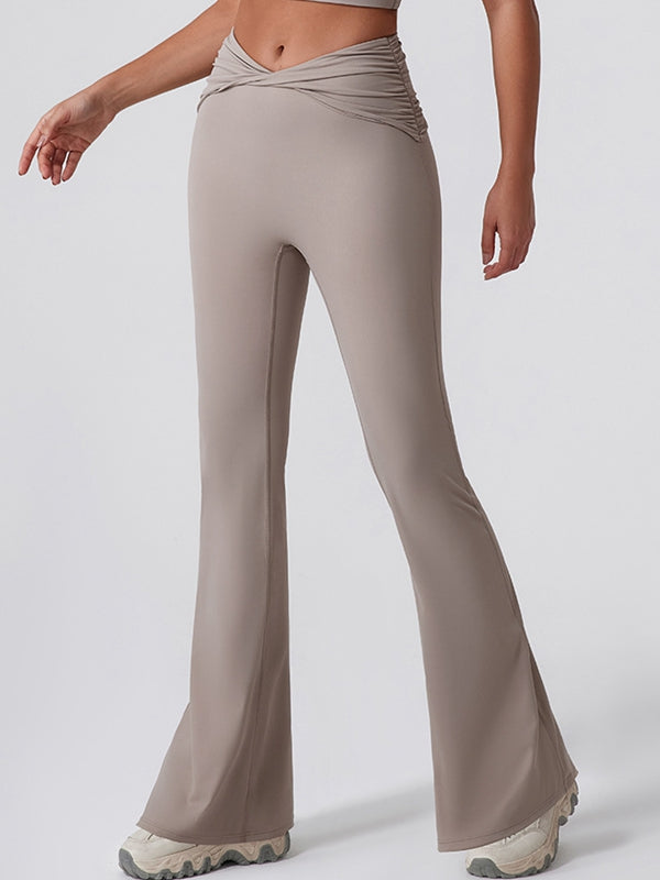 ZASUWA High Waisted Yoga Leggings for Women - Tummy Control Workout Pants with Twist Flare Design, Perfect for Gym, Running & Casual Wear