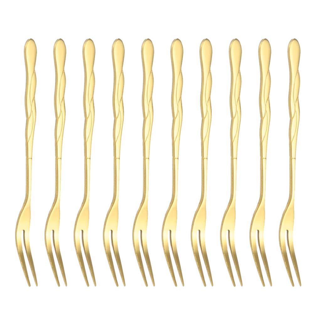 DOITOOL 10-Pack Reusable Stainless Steel Fruit Picks - Elegant Fruit Forks for Parties, Picnics, BBQ, and Dessert Platters