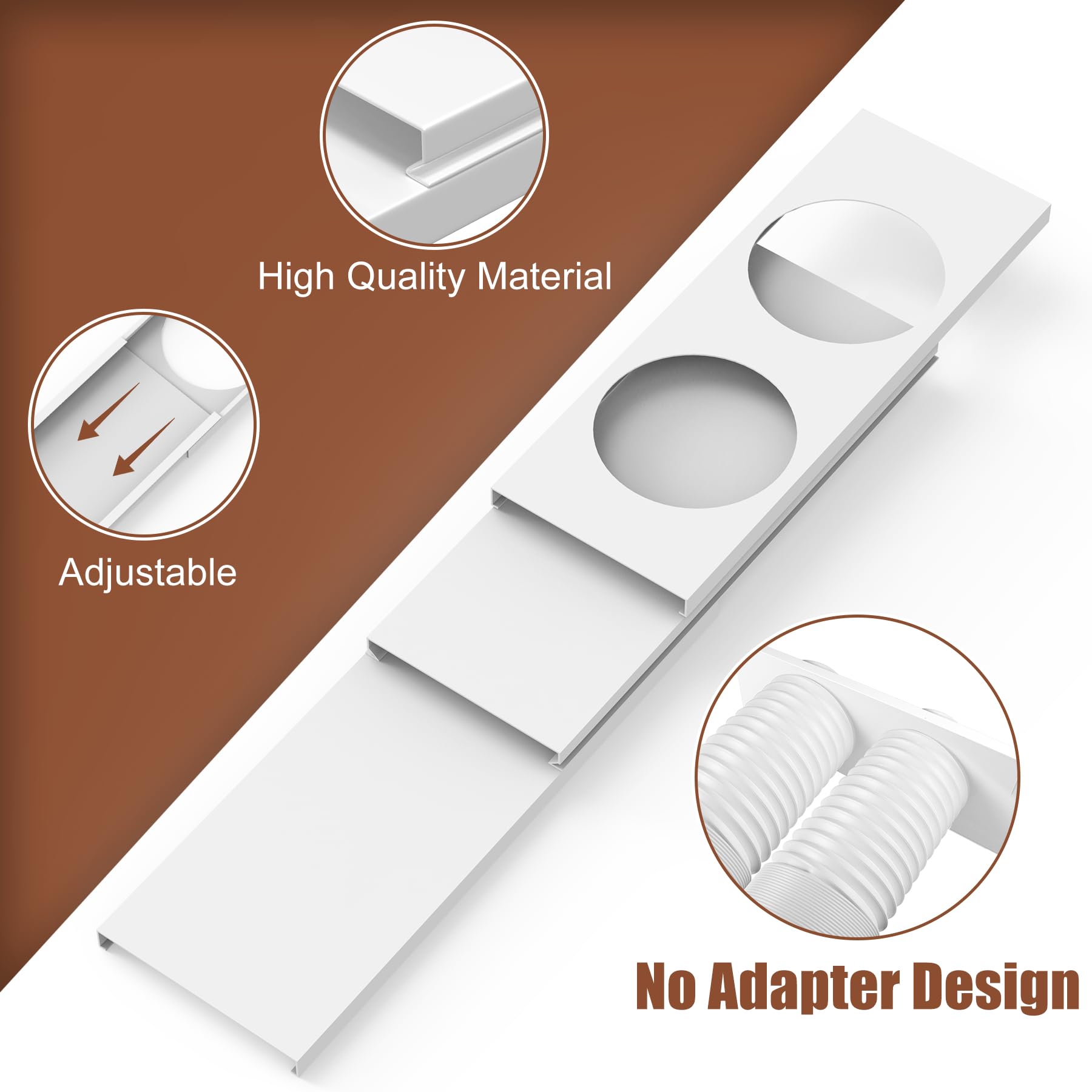BJADE'S 5.9 Inch Dual Hose Portable Air Conditioner Window Seal Kit - Adjustable AC Exhaust Vent (17