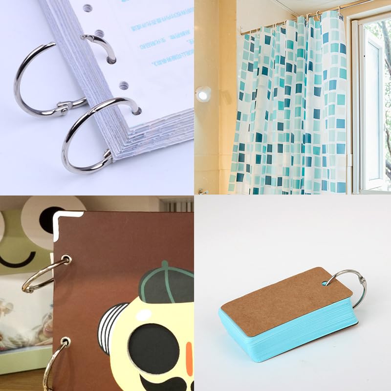 Metal Loose Leaf Binder Rings - 1 Inch Book Rings for Paper, Index Cards & Keys - Durable Office & School Supplies - Perfect for Organizing Documents, Notebooks, and Keychains at Home, Office or Classroom