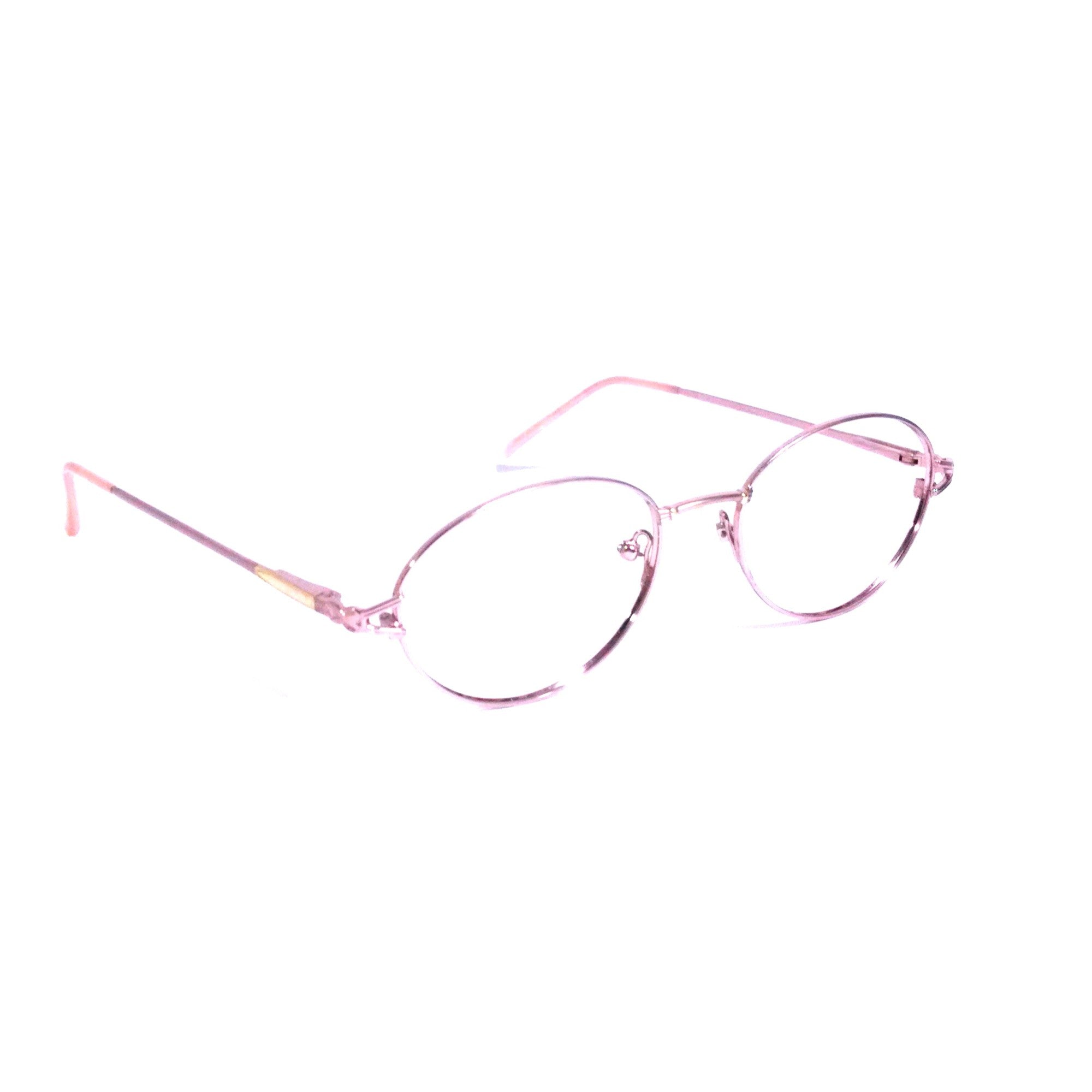 Stylish Pink Oval Full Rim Metal Frame Glasses for Women - Trendy Eyewear for Work, Reading & Fashion (Row027)