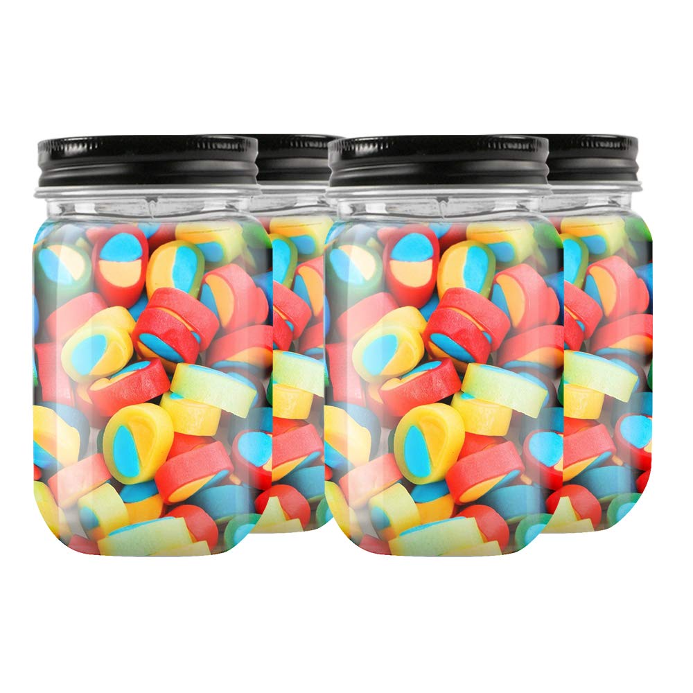 Novelinks 16oz Clear Plastic Jars with Black Lids - 10 Pack BPA-Free Refillable Round Storage Containers for Kitchen Pantry Organization, Spice Jars, Craft Supplies & Household Storage | Airtight Food Containers for Flour, Sugar, Coffee & Dry Goods