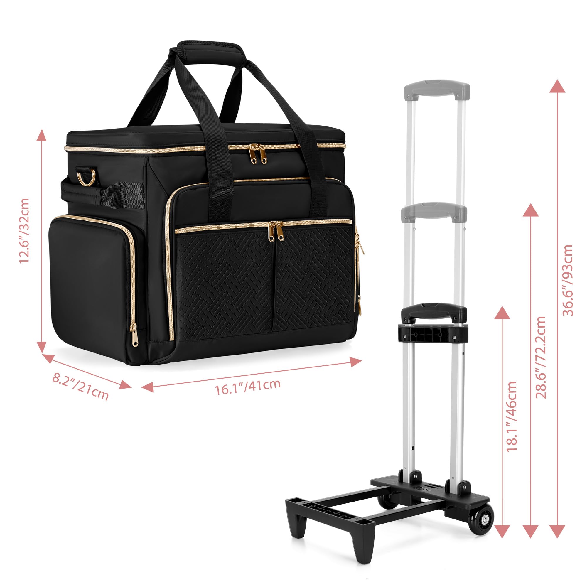 Rolling Teacher Bag with Wheels - Detachable Trolley Tote for 15.6 Inch Laptop (Patent Design) - Perfect for Classroom, School Supplies & Teacher Commute