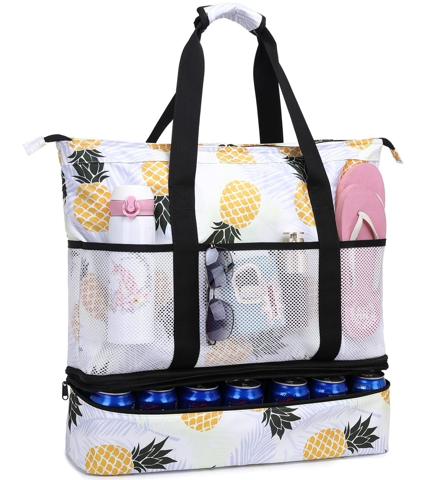 Waterproof Sandproof Beach Tote Bag for Women - Large Cooler Tote with Zipper for Pool & Travel