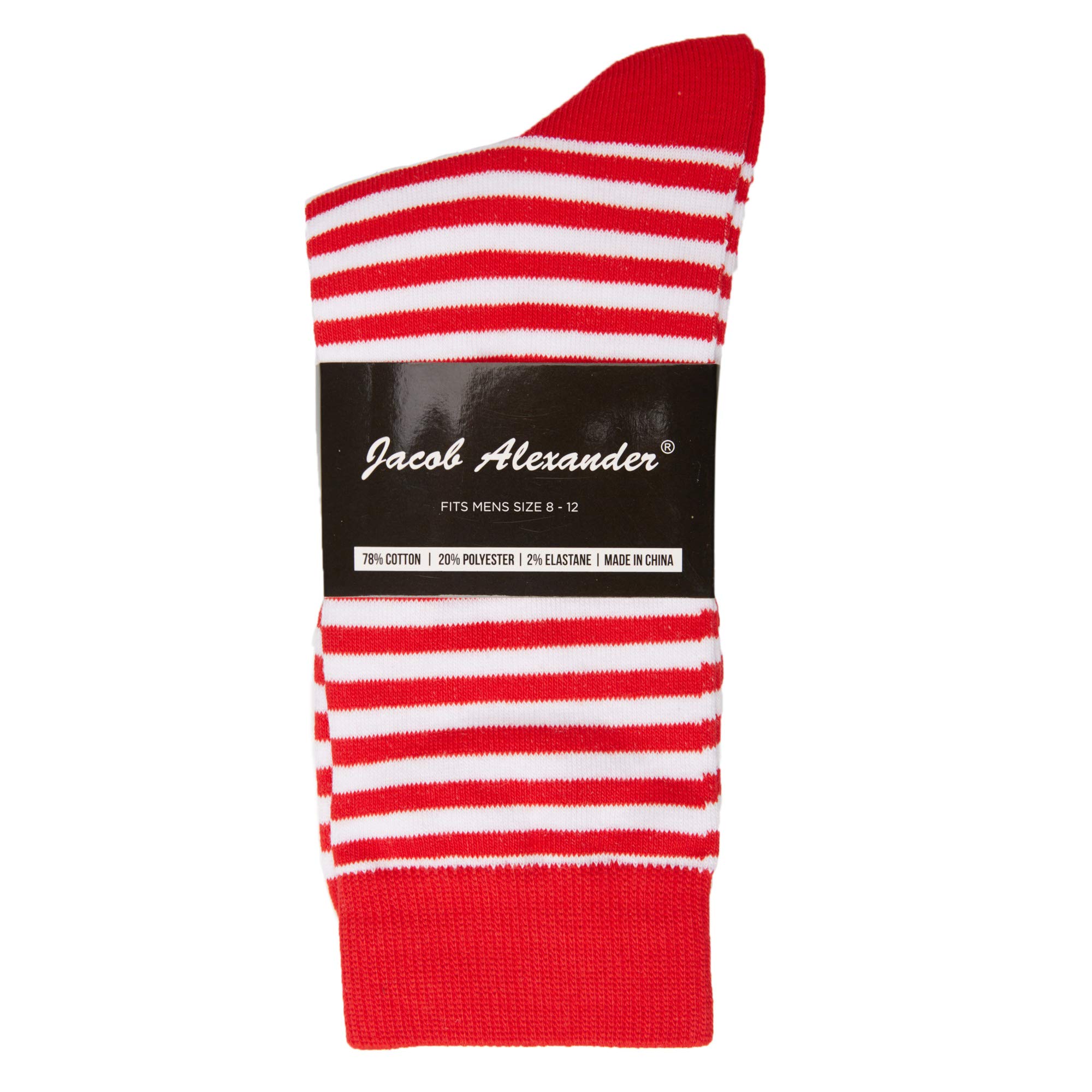 Jacob Alexander Men's Candy Cane Red & White Striped Socks - Christmas Holiday Gift, Casual Wear & Office Fashion Accessories