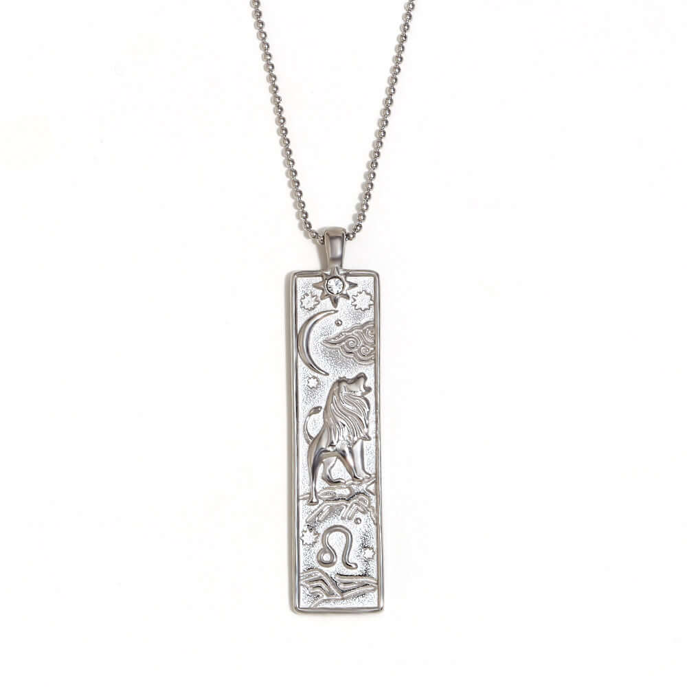 Zodiac Sign Pendant Necklace for Women - 14K Gold Plated Rectangular Charm Necklace | Perfect for Birthday Gifts, Anniversary & Daily Wear | JN3474