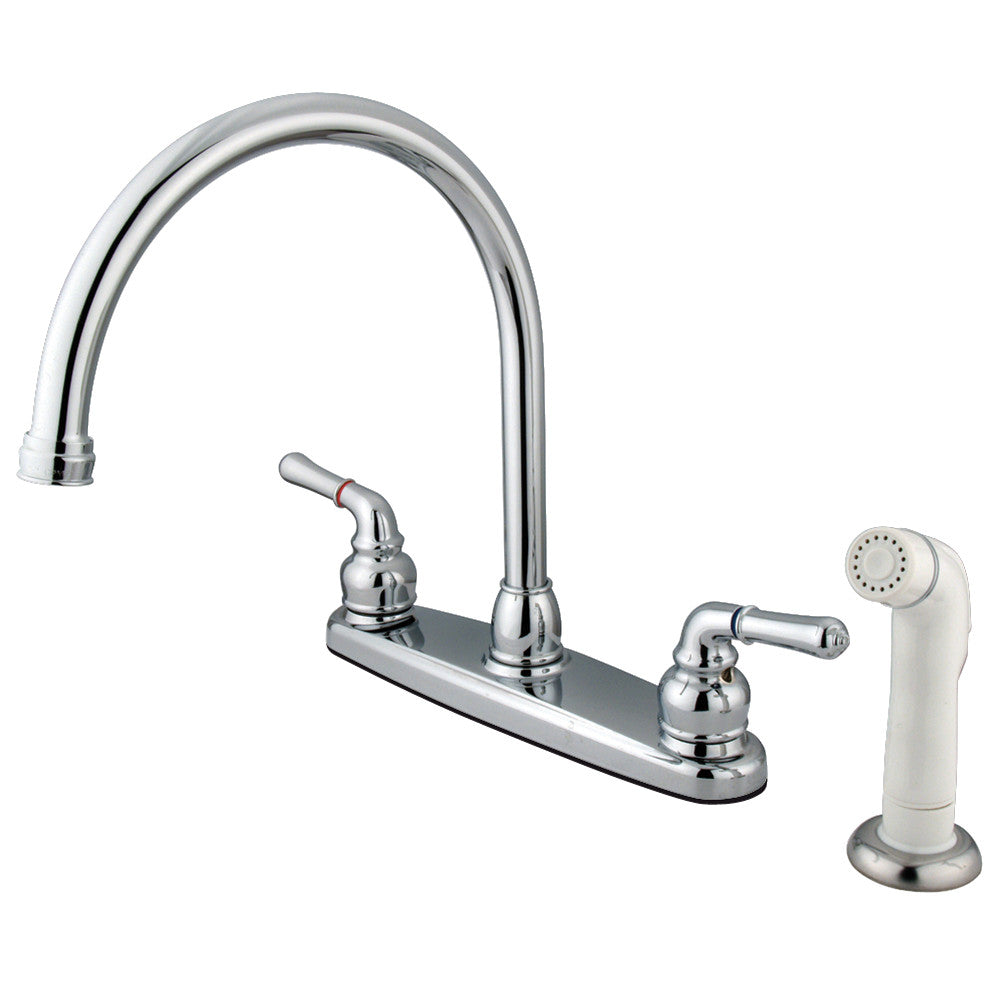 Kingston Brass KB795 Magellan 8 Inch Centerset Kitchen Faucet - High Arc Pull-Down Sprayer, Single Handle, Brushed Nickel - Perfect for Modern Kitchens & Easy Dishwashing