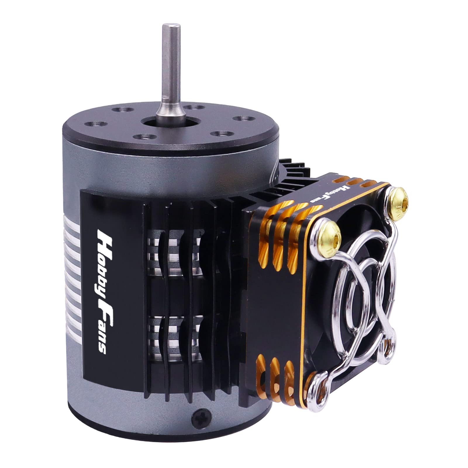 High-Speed 28000RPM Aluminum RC Cooling Fan with Heatsink - Compatible with 1/8 1/10 Scale RC Cars, 540 550 F540 3650 3660 Motors (Gold) - Perfect for RC Racing, Drifting & Off-Road Vehicle Cooling