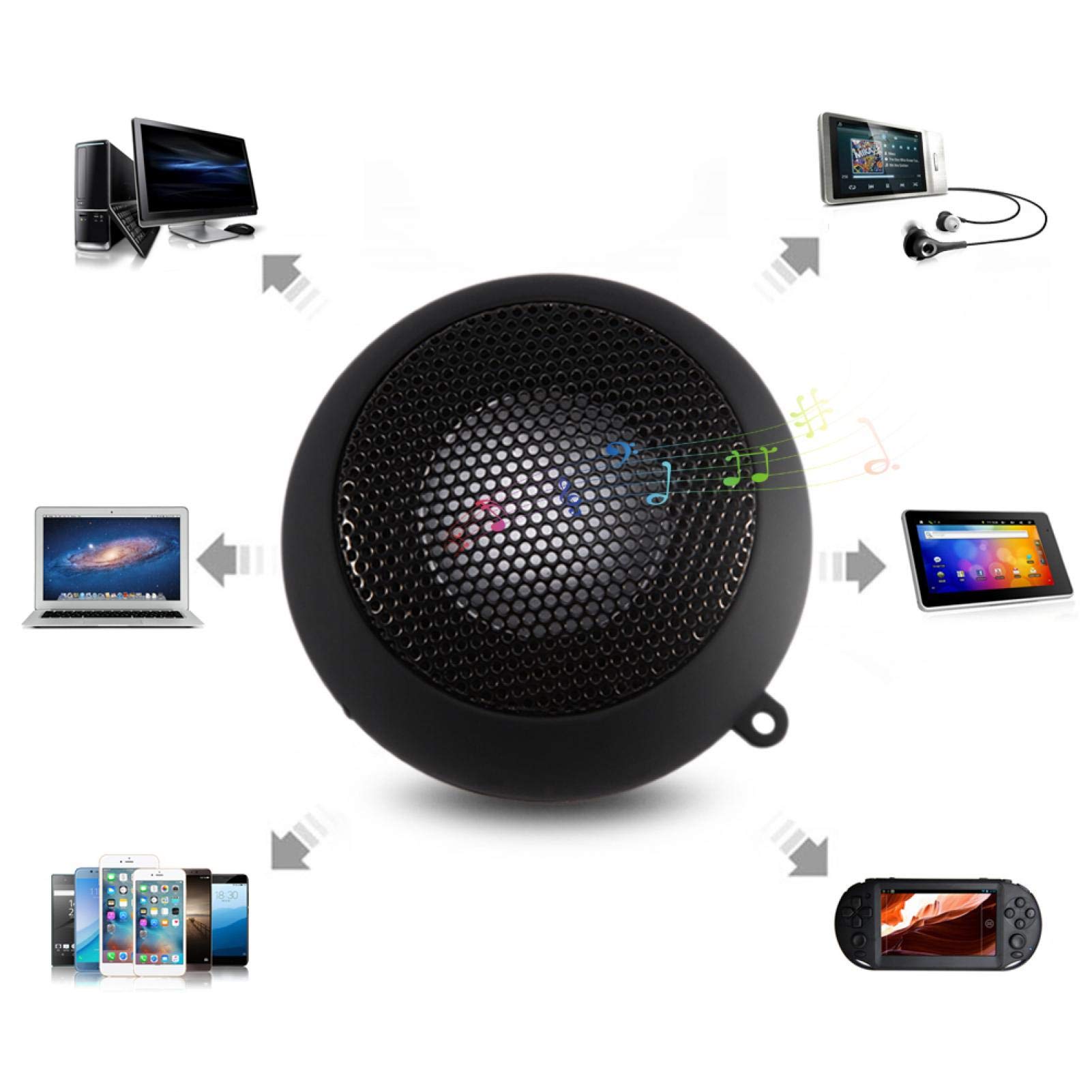 Portable Mini Bluetooth Speaker with 3.5mm AUX & USB - Wireless Rechargeable Speaker for iPhone, Android, MP3, MP4, Laptop, PC - Perfect for Travel, Camping, Beach & Outdoor Activities (Black)