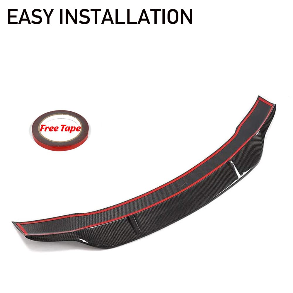 Carbon Fiber Look Rear Trunk Spoiler for 2021-2023 KIA K5 Optima - Highkick Style Duckbill Spoiler Wing - Enhances Aerodynamics & Sporty Appearance - Perfect for Car Enthusiasts & Street Racing Style
