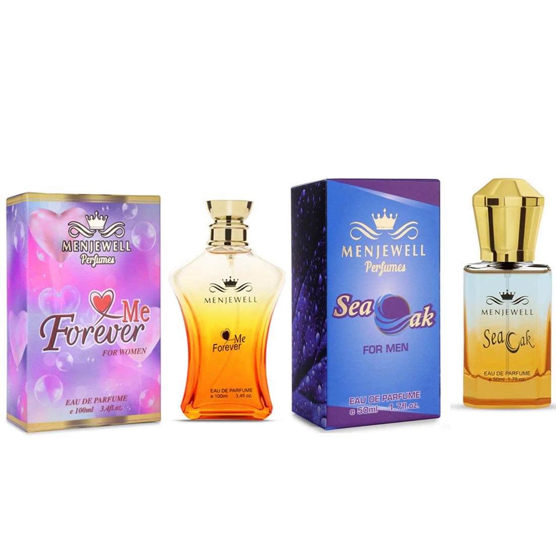 Menjewell Perfume Gift Set for Couples - 150ml (100ml + 50ml) EDP Fragrance Combo - Romantic Anniversary Present for Him & Her - Perfect for Date Nights, Weddings & Special Occasions