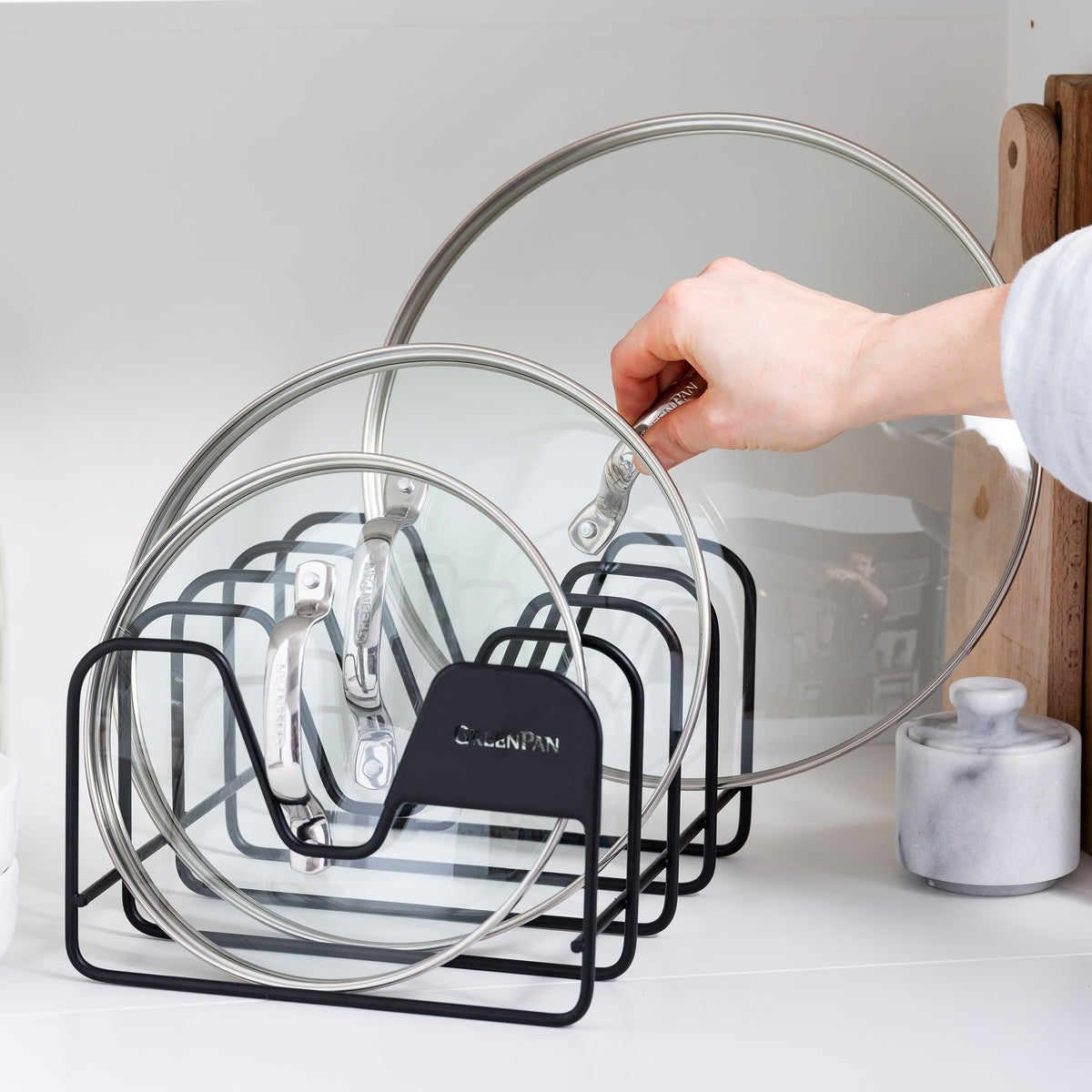 GreenPan Lid Organizer - Premium Pot Lid Holder for Kitchen Cabinet Storage | Space-Saving Cookware Organizer for Pots & Pans | Perfect for Small Kitchens & RV Cooking