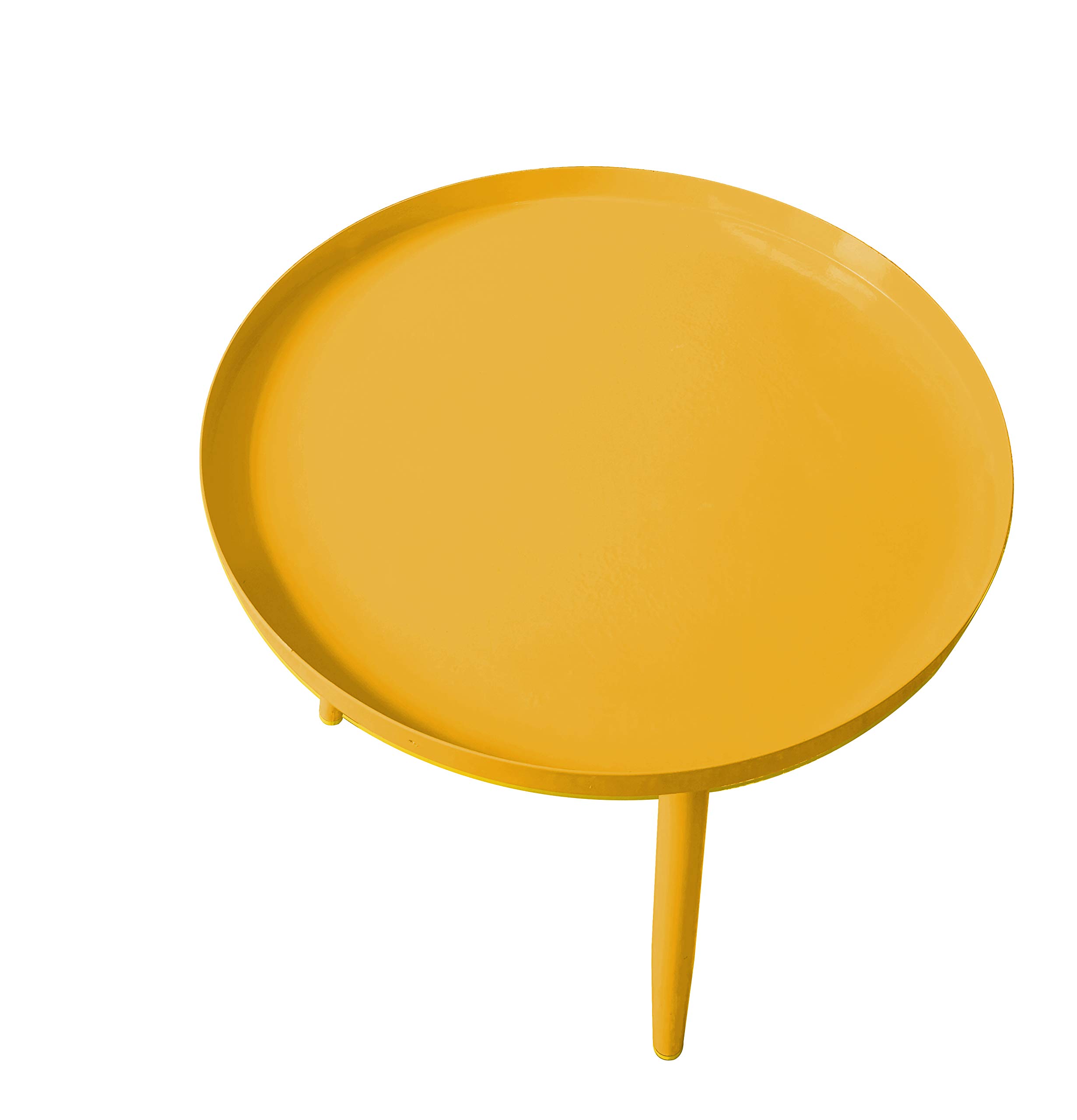 Kings Brand Furniture - Round Metal Side End Table, Nightstand Accent Table, Pedestal Plant Stand for Bedroom & Living Room - Yellow | Perfect for Small Spaces, Home Decor, and Indoor Plants