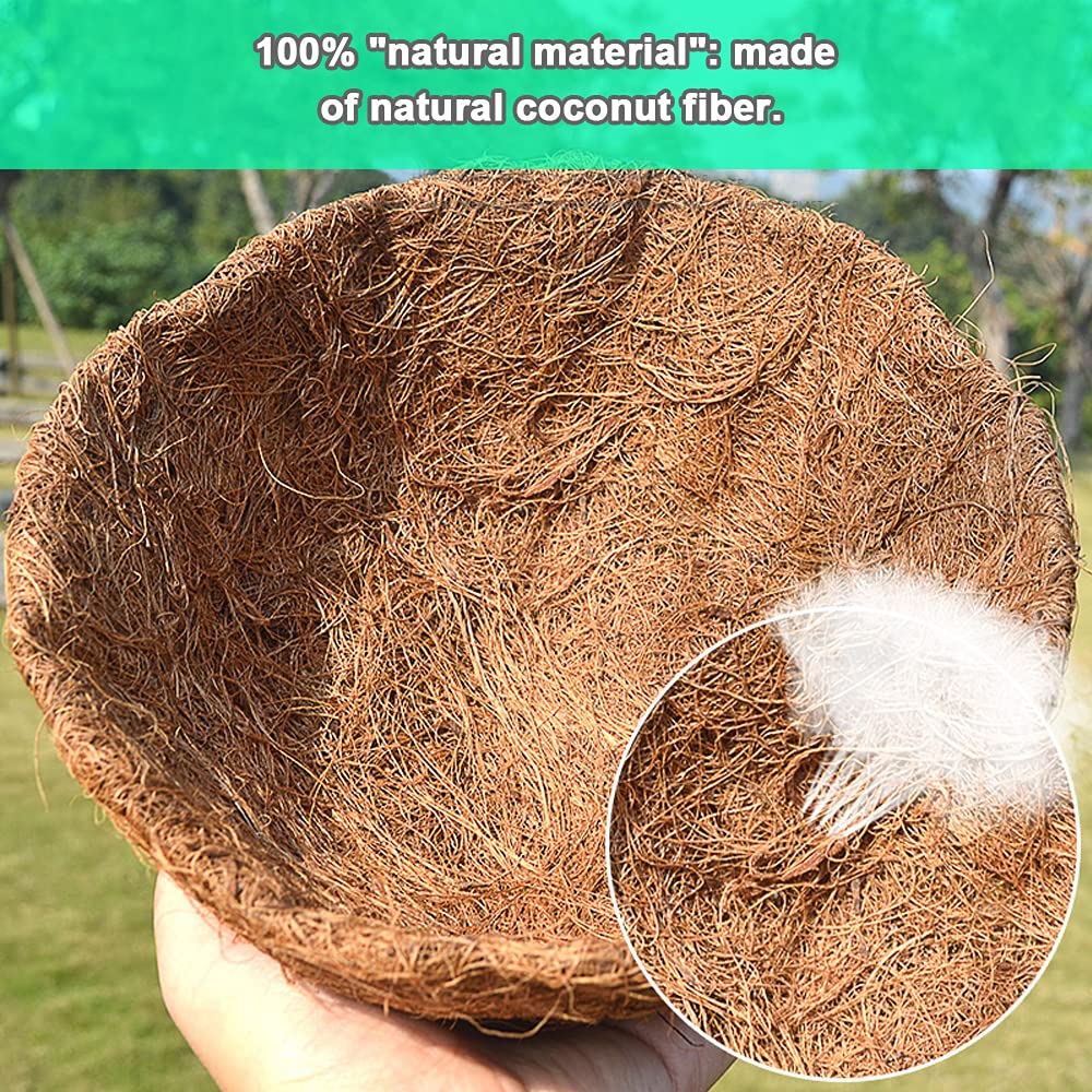 2 Pack Round Coco Liners for Planters - 8/10/12/14/16 Inch Coconut Fiber Planter Liners - Natural Hanging Basket Liners for Wall Planters, Flower Pots & Garden Decor - Perfect for Indoor/Outdoor Plants & Vertical Gardens