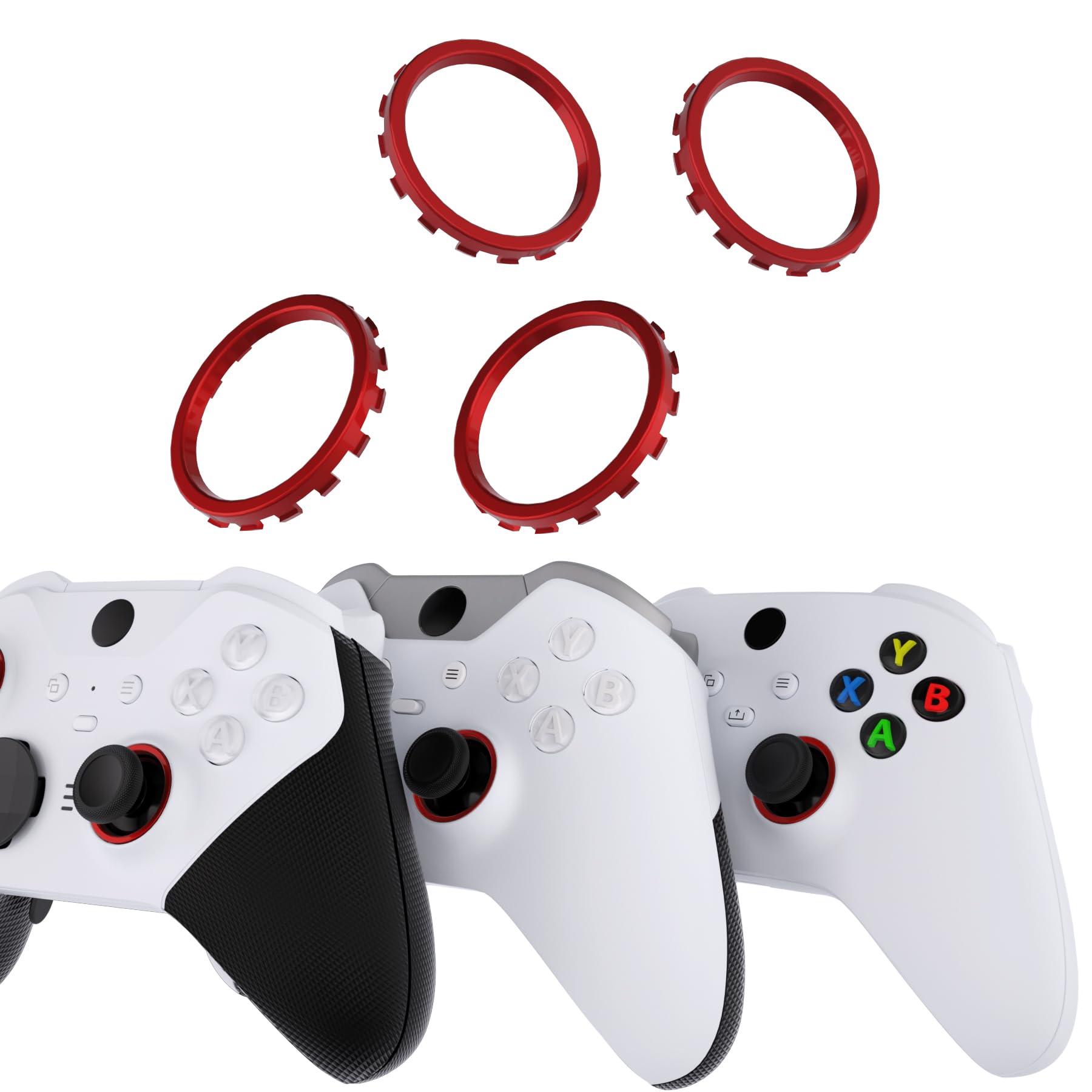eXtremeRate Replacement Accent Rings for Xbox Elite Series 2 Core & Elite Series 2 Controllers - Compatible with Xbox One Elite & Series X/S - Scarlet Red Custom Parts for Gaming Setup & Controller Modding