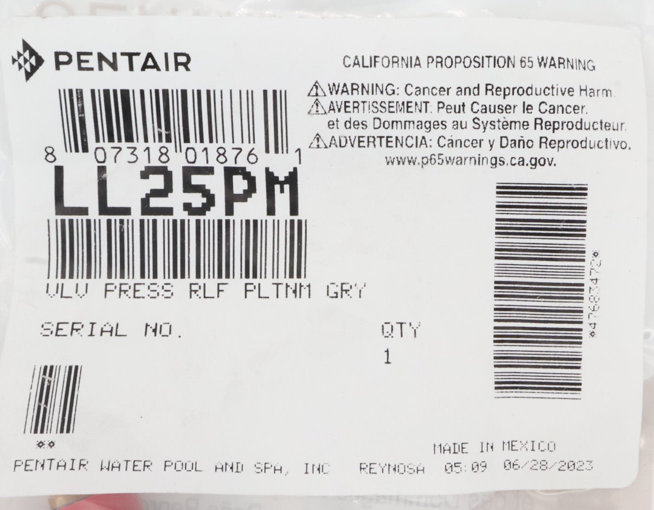 Pentair Kreepy Krauly Platinum Gray Pressure Relief Valve LL25PM - Replacement Part for Pool Cleaners | Compatible with Pentair Automatic Pool Cleaning Systems | Perfect for In-Ground Pools Maintenance