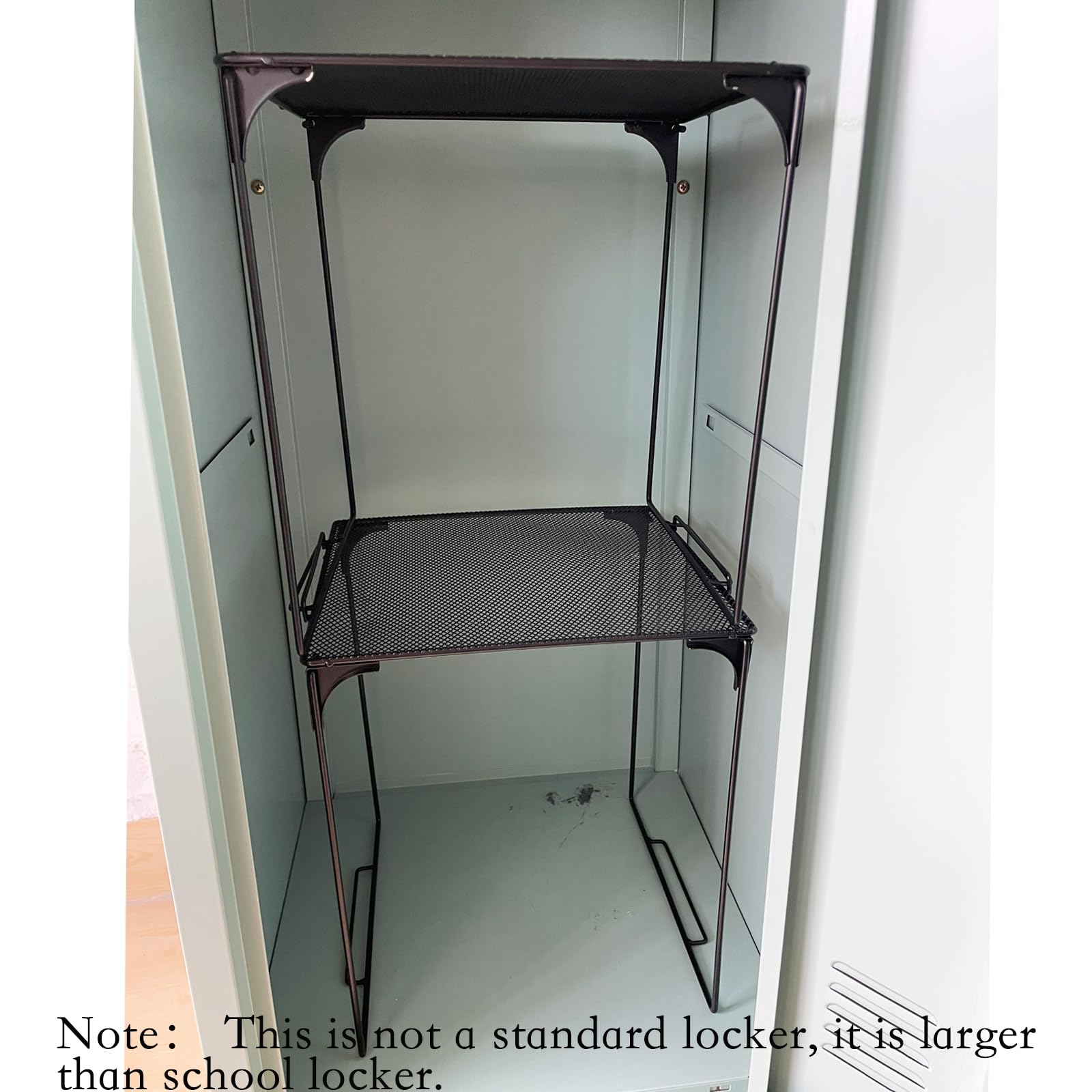 Stackable Locker Shelves for School & Work - 2 Pack Black Tall Locker Organizer Shelf for Locker Decoration & Storage | Perfect for Back to School Essentials, Office Organization & Home Use