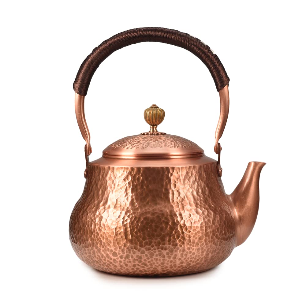 Premium Pure Copper Tea Kettle Set - Handcrafted Copper Teapot & Boiling Kettle for Traditional Tea Brewing - Perfect for Home Tea Ceremonies, Office Use, and Gift Giving (Type-7)