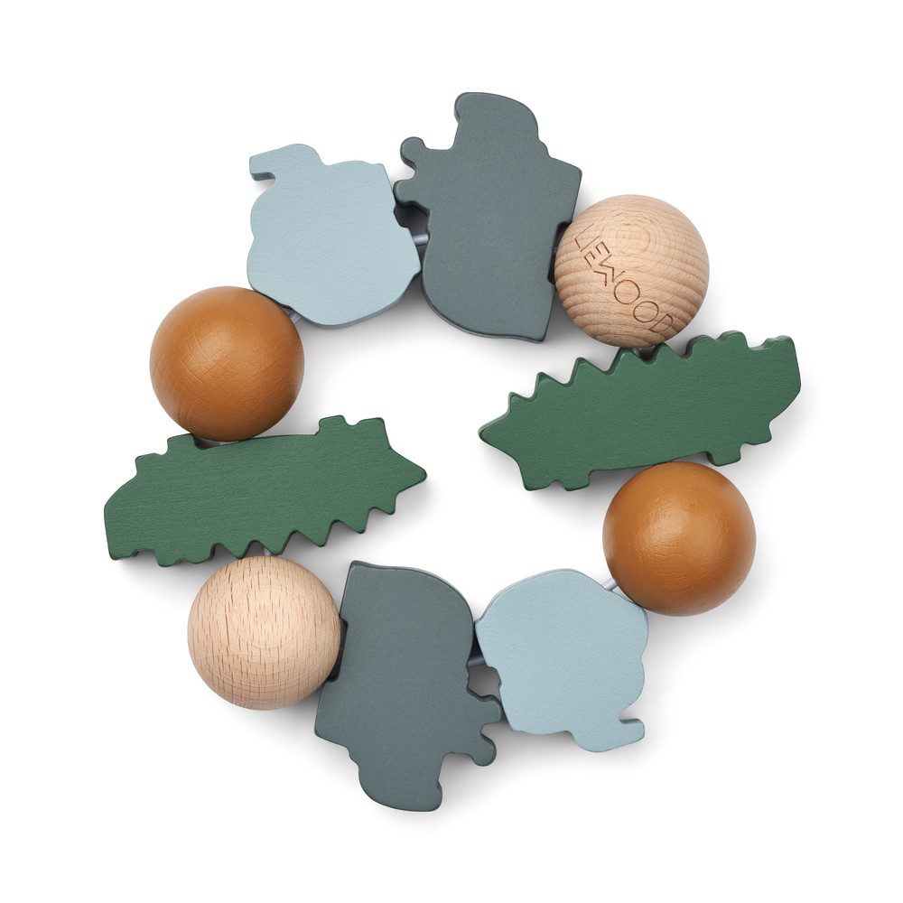 LIEWOOD Legend Beech Wood Baby Rattle Toy - Natural Wooden Teether for Infants & Toddlers, Eco-Friendly Garden Green - Perfect for Nursery, Baby Shower Gifts & Sensory Play Development