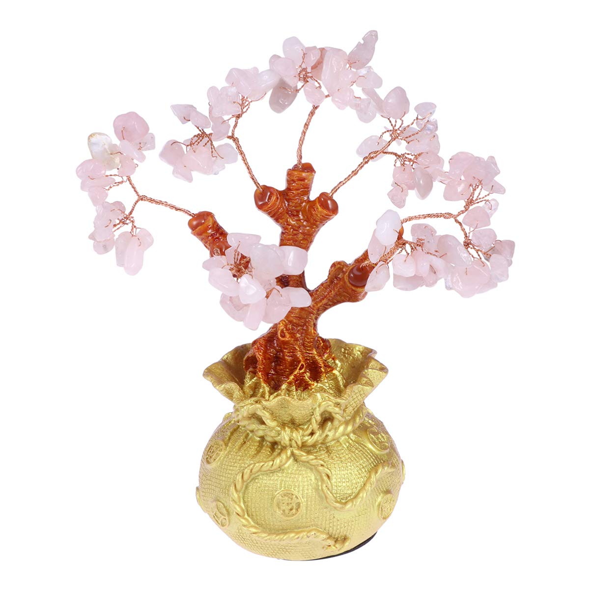 BESPORTBLE Natural Crystal Money Tree - Feng Shui Bonsai Decor for Home & Office, 19cm Pink Tabletop Ornament - Perfect for Desk Decor, Housewarming Gifts & Positive Energy