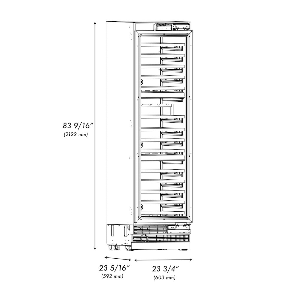 ZLINE Autograph Edition 24 Inch 12.4 Cu Ft Triple Zone 100 Bottle Panel Ready Column Wine Cooler with Champagne Bronze Accents - Perfect for Home Bars, Wine Cellars, and Entertaining Spaces (RBCWVZ 24 CB)