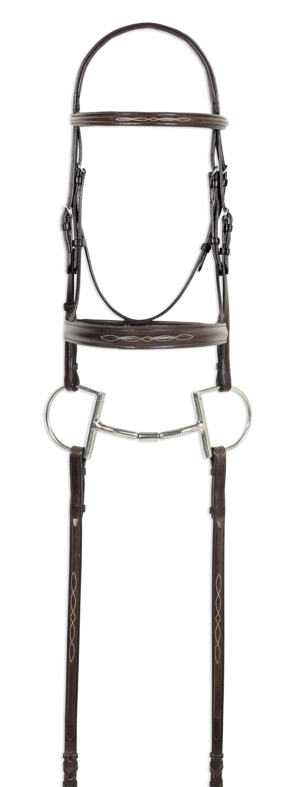 Ovation Fancy Padded Bridle with Lace Reins - Horse Size Brown Leather Equestrian Bridle for Dressage & Show Jumping | Comfortable Fit for Training & Competition