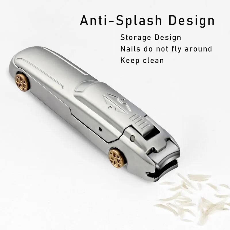 Premium Stainless Steel Nail Clippers with Catcher - Sharp Curved Blade No Splash Fingernail & Toenail Clipper - Ergonomic Design for Men & Women - Perfect for Travel, Home Grooming, and Car Use