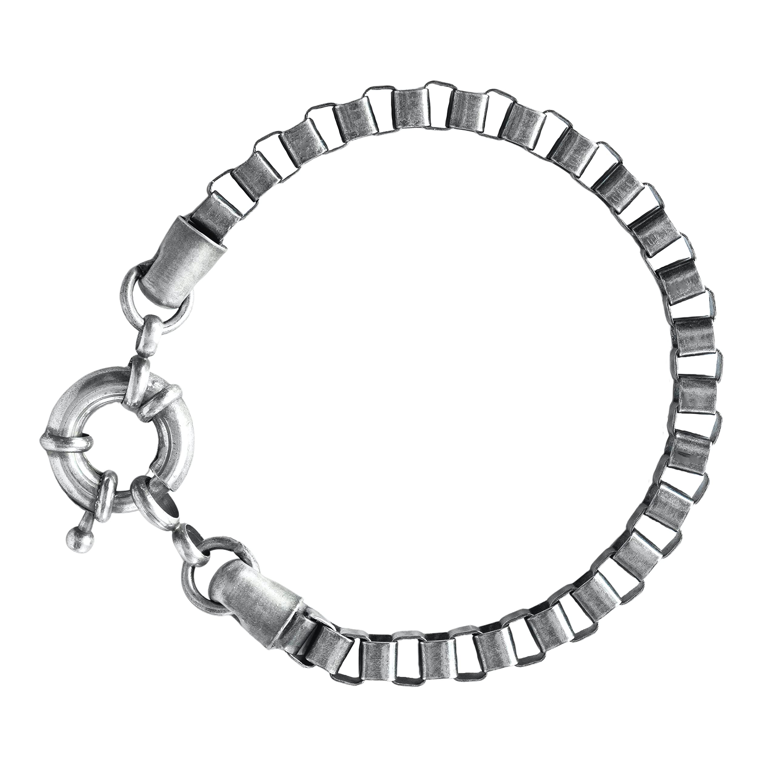 Magoo Handmade Silver Plated Box Chain Bracelet for Men - Thick Boho Tribal Minimalist Jewelry, Perfect for Casual Wear, Gifts & Special Occasions