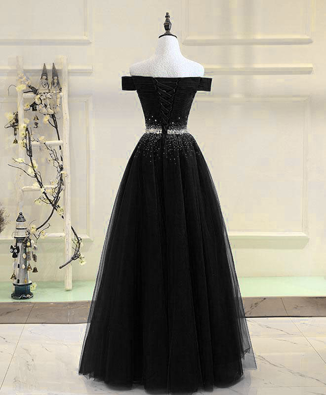 Elegant Black Tulle Sequin Long Prom Dress | Formal Evening Gown for Homecoming, Ball & Special Occasions
