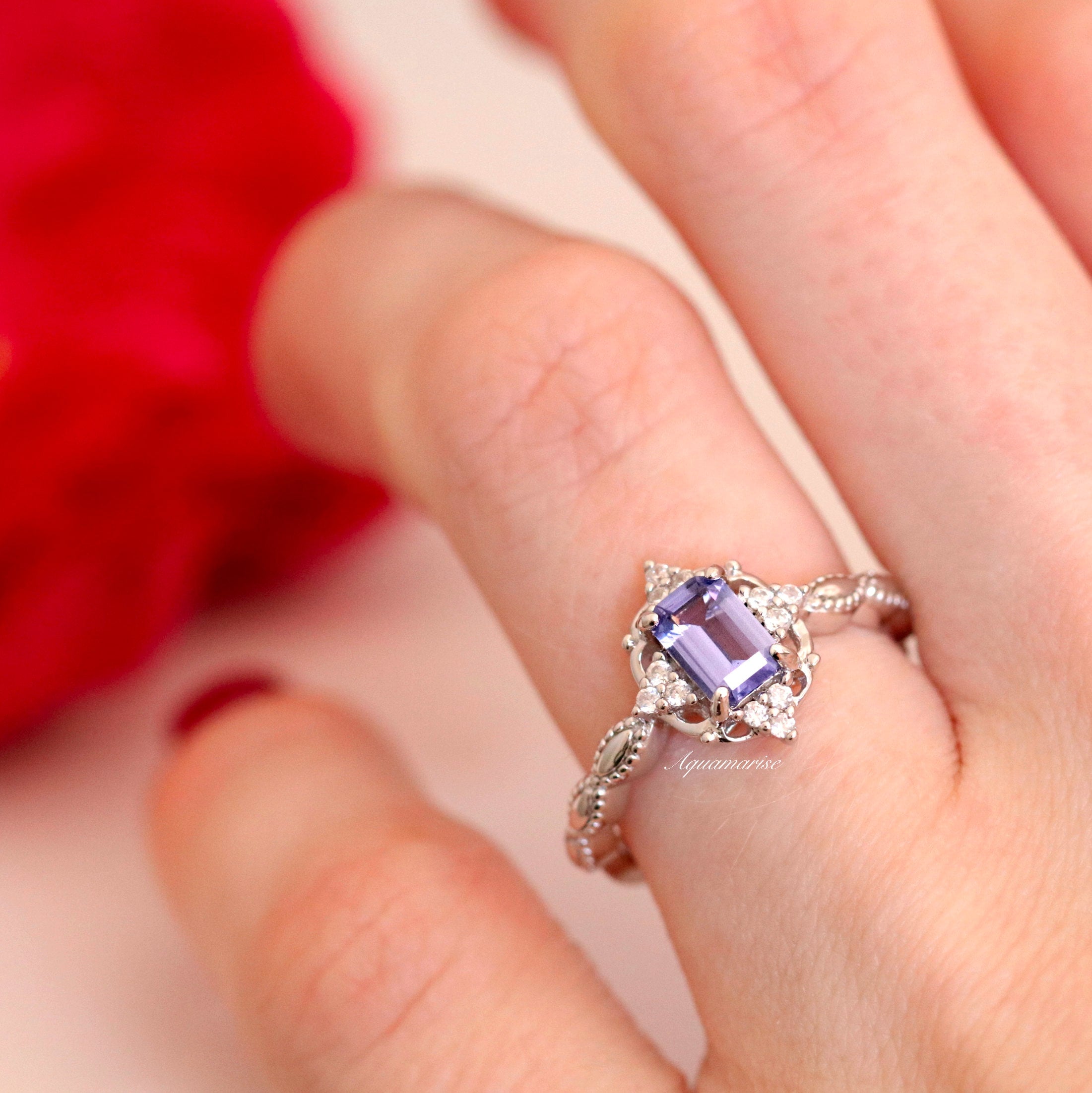 Claire Tanzanite Ring Sterling Silver - Elegant Blue Gemstone Jewelry for Women, Perfect for Engagement, Wedding & Special Occasions