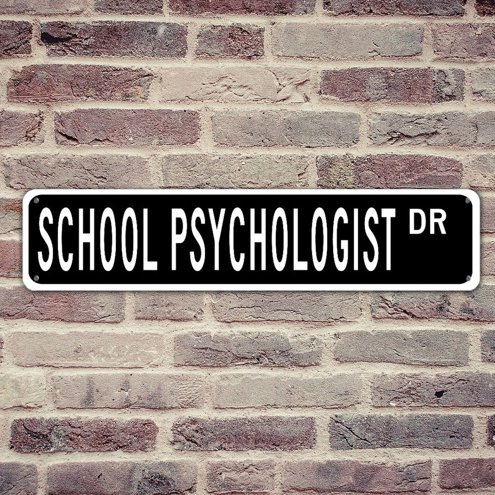 Funny School Psychologist Office Sign - Custom Black Aluminum Wall Decor for Indoor & Outdoor Use - Waterproof & Easy to Mount - Perfect for Classrooms, Offices, Restaurants, Garages (4x18 Inches Rectangle)