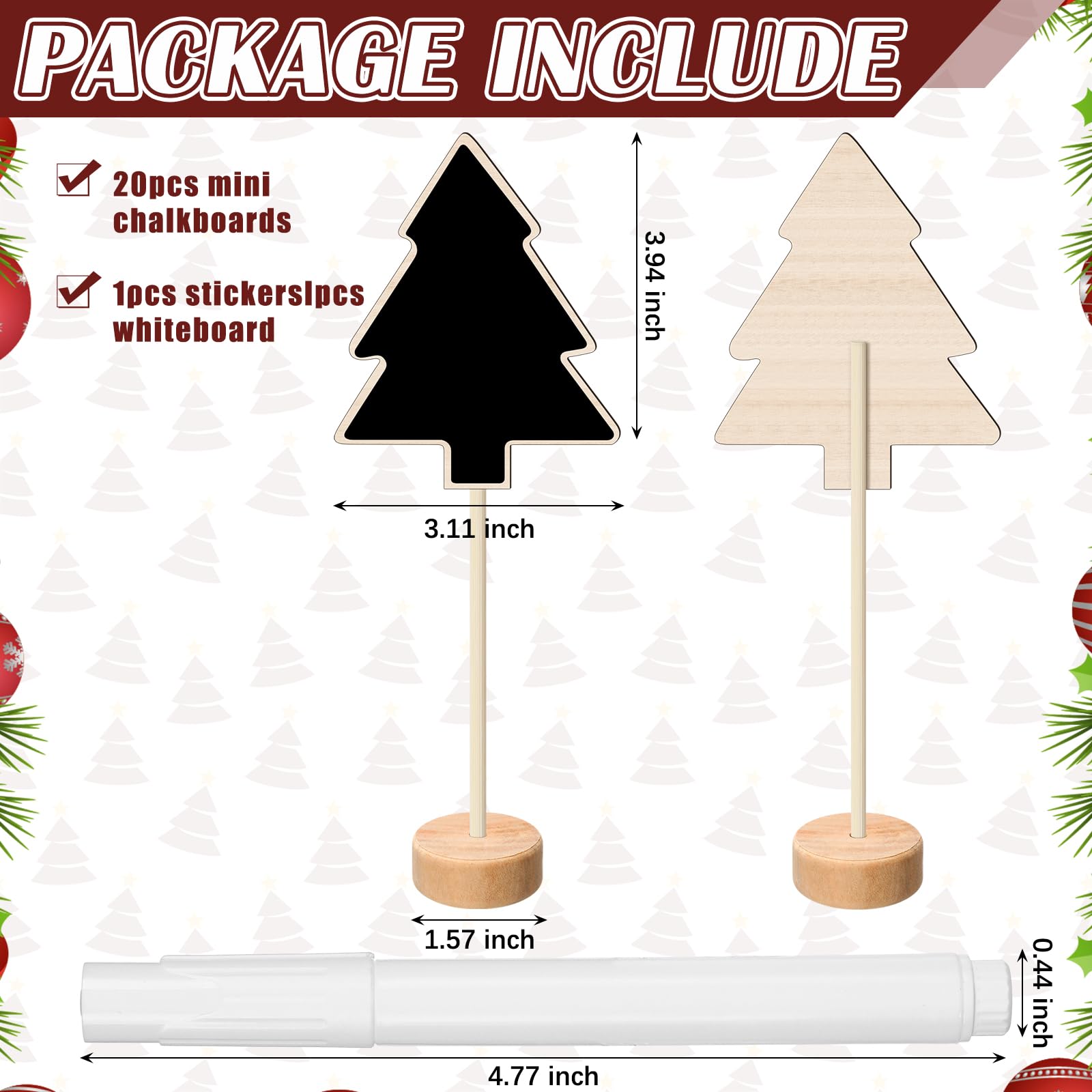 20 Pack Mini Chalkboard Signs with Stand - 3.94