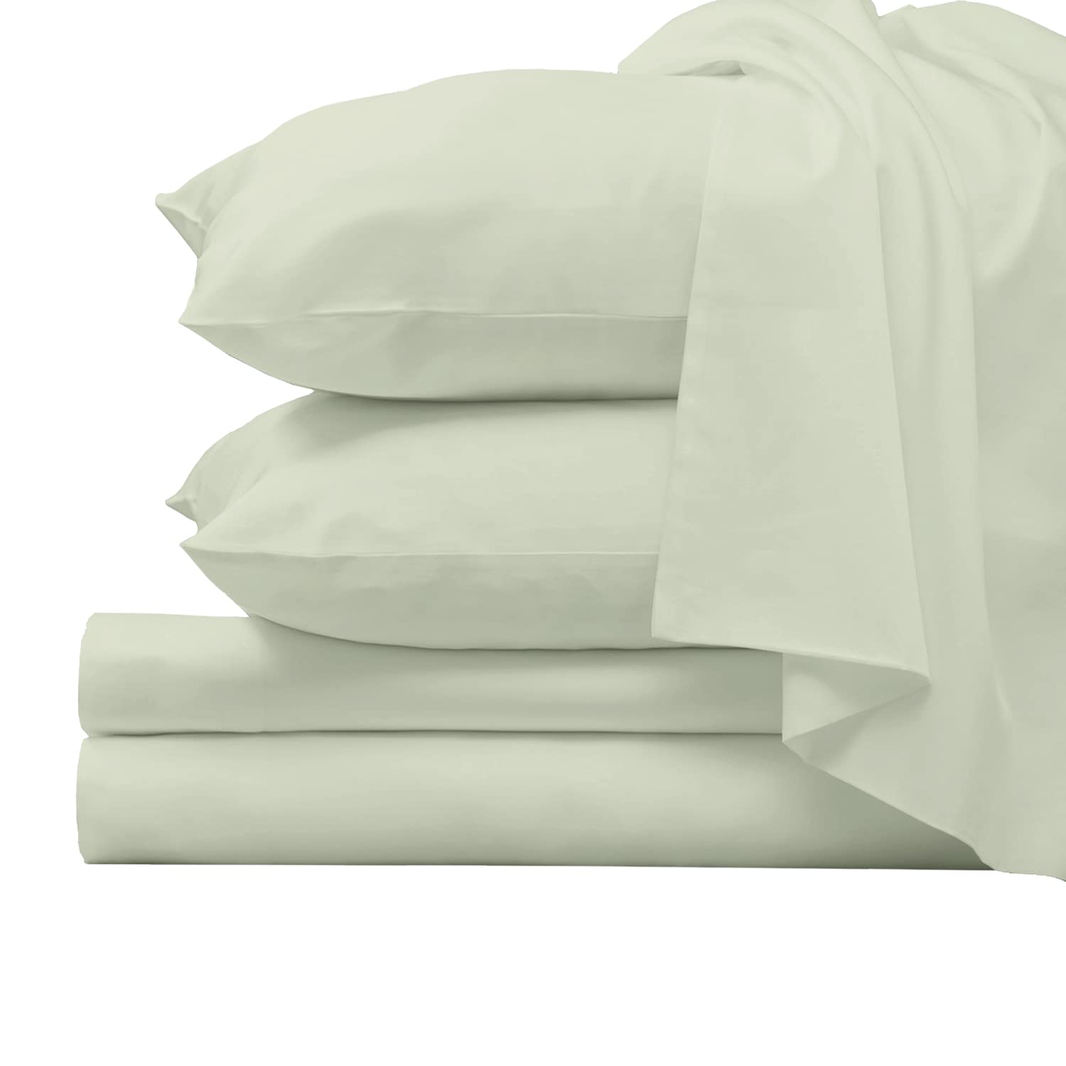 1000 Thread Count 100% Long Staple Cotton Sheet Set - Full Size Light Sage Sateen Weave Bed Sheets for 15