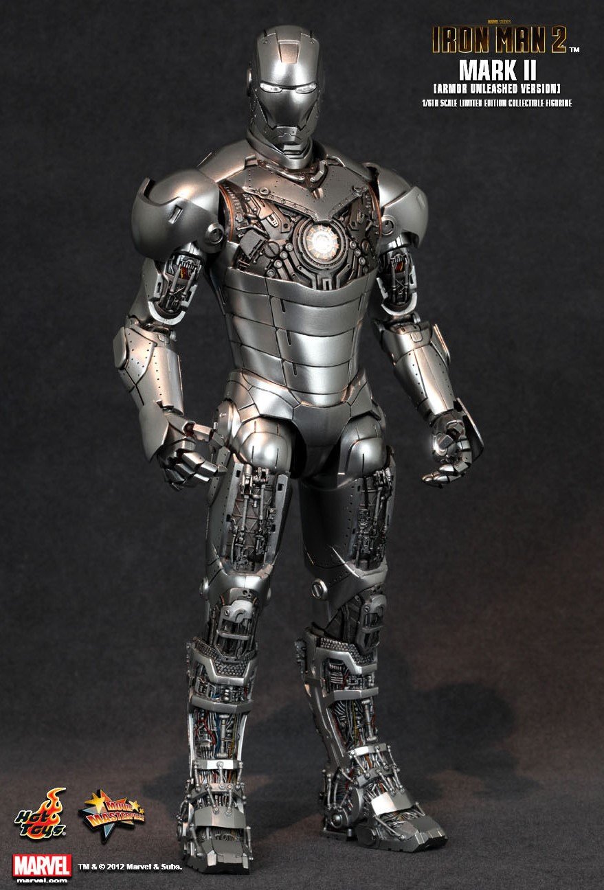 Hot Toys Iron Man 2 Movie Masterpiece Limited Edition 1/6 Scale Collectible Figure - Iron Man Mark II Armor Unleashed - Perfect for Marvel Fans, Action Figure Collectors & Home Display