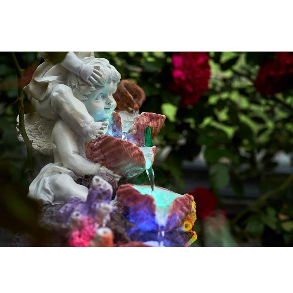 LLRZ Modern Angel Desk Fountain with LED Light - Indoor Tabletop Waterfall Decor for Living Room, Office, Meditation & Relaxation - White Cascading Water Fountain for Home & Workspace