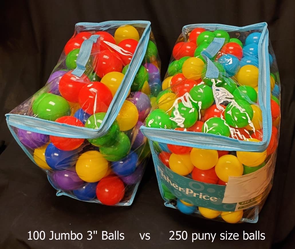 15-Pack Jumbo 3 Inch Ball Pit Balls - 5 Bright Primary Colors, Durable Home-Grade Plastic for Kids Playroom, Toddler Sensory Play & Indoor Ball Pits - Safe, Non-Toxic & BPA-Free