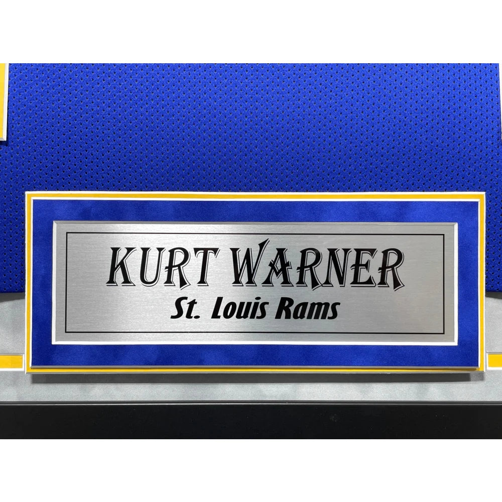 Kurt Warner Autographed St. Louis Rams Jersey - Framed BAS Certified Signed Memorabilia - Perfect for Sports Fans, Collectors & Man Cave Decor