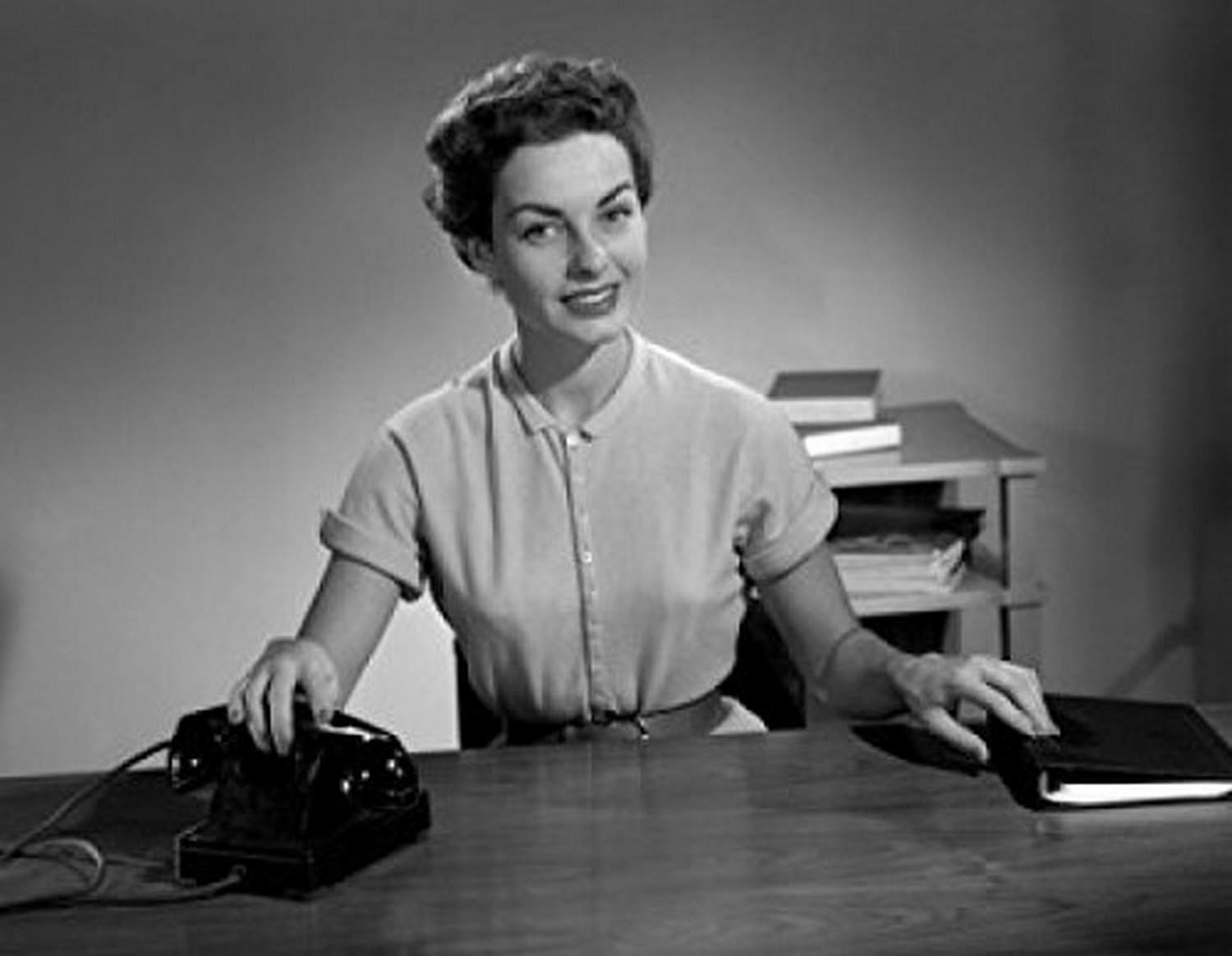 Secretary in Office Portrait Poster Print - 18x24 Inches - Premium Wall Art for Home & Office Decor - Perfect for Living Room, Bedroom, or Workspace