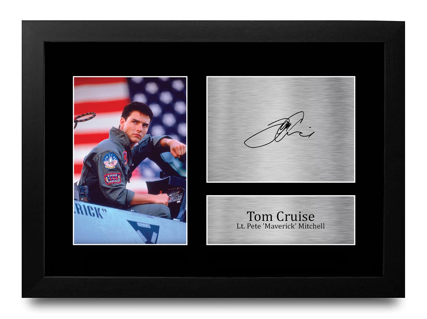 Tom Cruise Top Gun Maverick Signed Autograph Picture - A4 Framed Movie Memorabilia for Fans | Perfect Gift for Aviation Enthusiasts & Film Collectors | Home Theater Decor, Man Cave Display, Office Wall Art